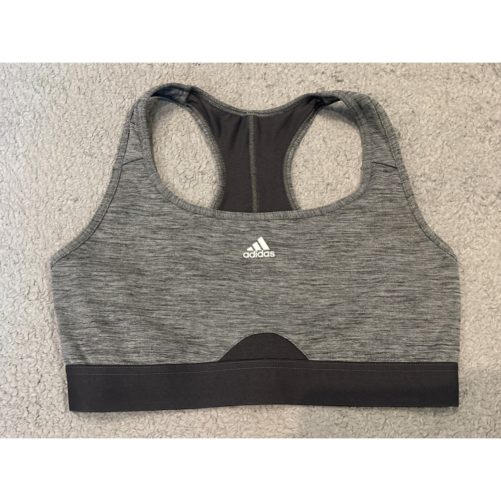 Adidas Womens Space Dye Racerback Sports Bra Gray Black Size S
